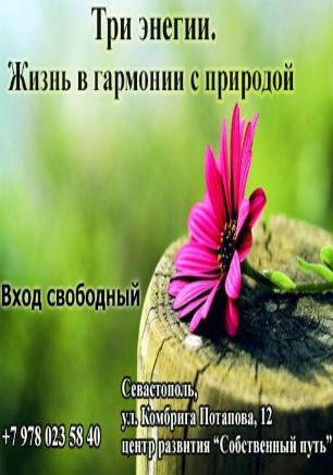 Лекция «Три энергии. Жизнь в гармонии с природой» в центре развития «Собственный путь»