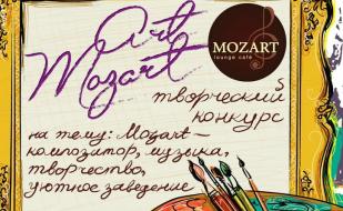 Конкурс «Mozart: композитор, музыка, творчество, уютное заведение» в Mozart Laung cafe